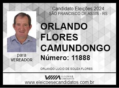 Candidato ORLANDO FLORES CAMUNDONGO 2024 - SÃO FRANCISCO DE ASSIS - Eleições