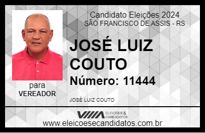 Candidato JOSE LUIZ COUTO 2024 - SÃO FRANCISCO DE ASSIS - Eleições