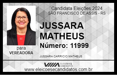 Candidato JUSSARA MATHEUS 2024 - SÃO FRANCISCO DE ASSIS - Eleições