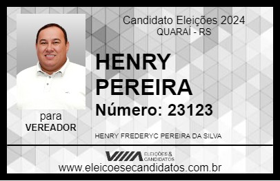 Candidato HENRY PEREIRA 2024 - QUARAÍ - Eleições