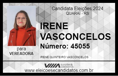 Candidato IRENE VASCONCELOS 2024 - QUARAÍ - Eleições