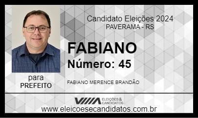 Candidato FABIANO 2024 - PAVERAMA - Eleições