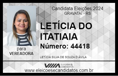 Candidato LETÍCIA DO ITATIAIA 2024 - GRAVATAÍ - Eleições