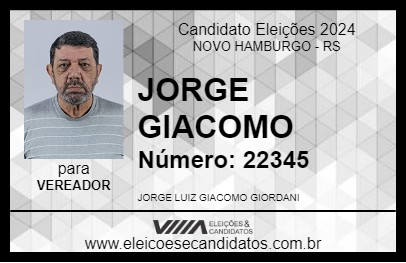 Candidato JORGE GIACOMO 2024 - NOVO HAMBURGO - Eleições