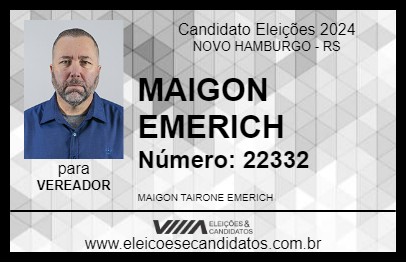 Candidato MAIGON EMERICH 2024 - NOVO HAMBURGO - Eleições