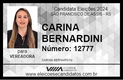 Candidato CARINA BERNARDINI 2024 - SÃO FRANCISCO DE ASSIS - Eleições