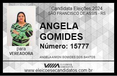 Candidato ANGELA GOMIDES 2024 - SÃO FRANCISCO DE ASSIS - Eleições