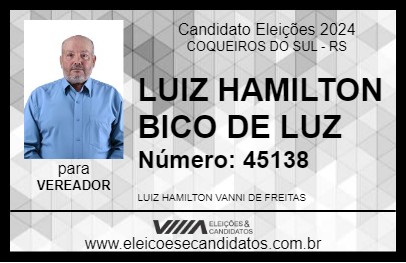 Candidato LUIZ HAMILTON BICO DE LUZ 2024 - COQUEIROS DO SUL - Eleições