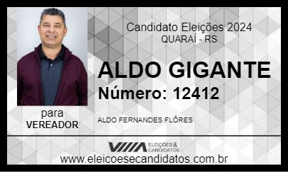 Candidato ALDO GIGANTE 2024 - QUARAÍ - Eleições