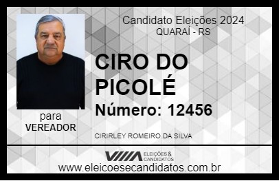 Candidato CIRO DO PICOLÉ 2024 - QUARAÍ - Eleições