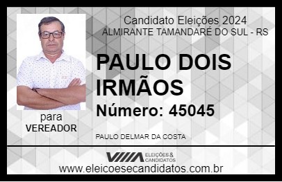 Candidato PAULO DOIS IRMÃOS 2024 - ALMIRANTE TAMANDARÉ DO SUL - Eleições