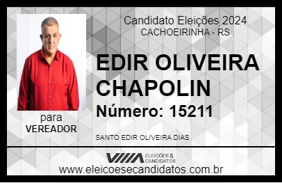 Candidato EDIR OLIVEIRA CHAPOLIN 2024 - CACHOEIRINHA - Eleições