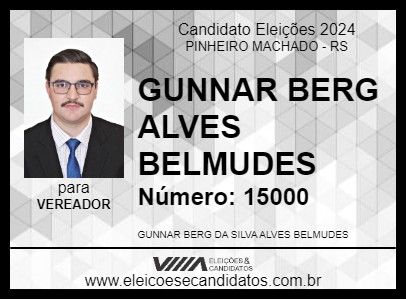 Candidato GUNNAR BERG ALVES BELMUDES 2024 - PINHEIRO MACHADO - Eleições