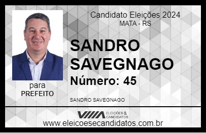 Candidato SANDRO SAVEGNAGO 2024 - MATA - Eleições