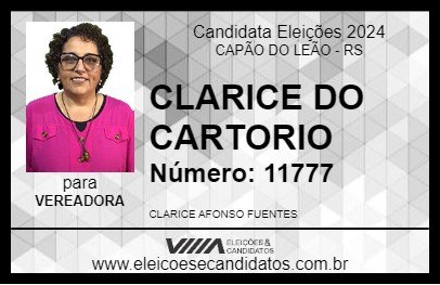 Candidato CLARICE DO CARTORIO 2024 - CAPÃO DO LEÃO - Eleições