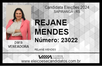 Candidato REJANE MENDES 2024 - SAPIRANGA - Eleições