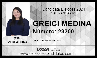 Candidato GREICI MEDINA 2024 - SAPIRANGA - Eleições