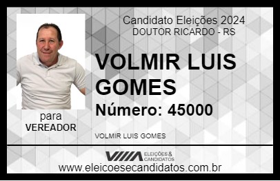 Candidato VOLMIR LUIS GOMES 2024 - DOUTOR RICARDO - Eleições