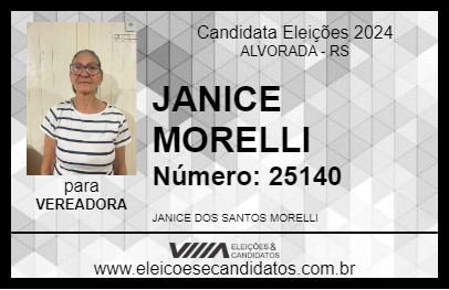 Candidato JANICE MORELLI 2024 - ALVORADA - Eleições