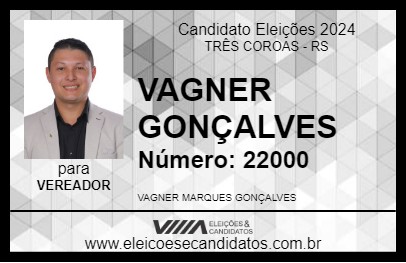 Candidato VAGNER GONÇALVES 2024 - TRÊS COROAS - Eleições