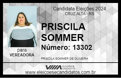 Candidato PRISCILA SOMMER 2024 - CRUZ ALTA - Eleições