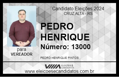 Candidato PEDRO HENRIQUE 2024 - CRUZ ALTA - Eleições