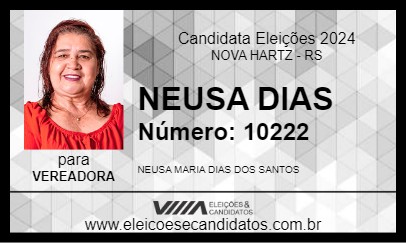 Candidato NEUSA DIAS 2024 - NOVA HARTZ - Eleições