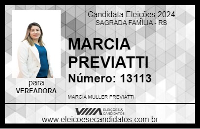 Candidato MARCIA PREVIATTI 2024 - SAGRADA FAMÍLIA - Eleições