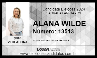 Candidato ALANA WILDE 2024 - SAGRADA FAMÍLIA - Eleições