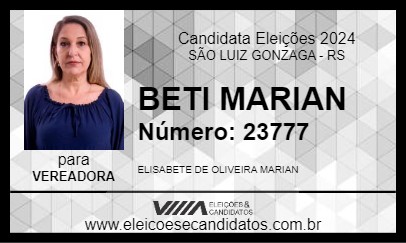 Candidato BETI MARIAN 2024 - SÃO LUIZ GONZAGA - Eleições