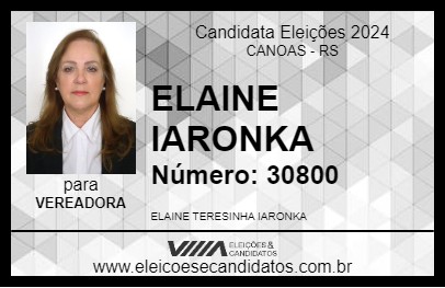 Candidato ELAINE IARONKA 2024 - CANOAS - Eleições