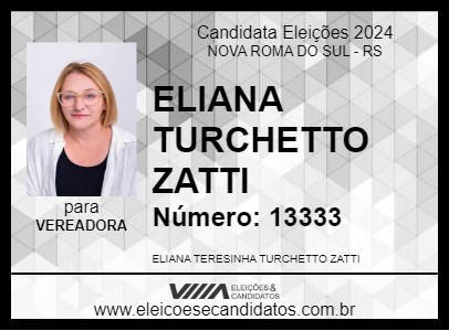 Candidato ELIANA TURCHETTO ZATTI 2024 - NOVA ROMA DO SUL - Eleições