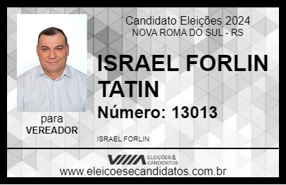 Candidato ISRAEL FORLIN TATIN 2024 - NOVA ROMA DO SUL - Eleições