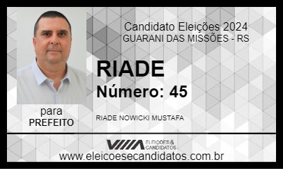 Candidato RIADE 2024 - GUARANI DAS MISSÕES - Eleições