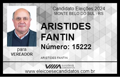 Candidato ARISTIDES FANTIN 2024 - MONTE BELO DO SUL - Eleições