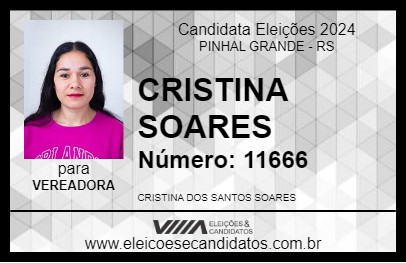 Candidato CRISTINA SOARES 2024 - PINHAL GRANDE - Eleições