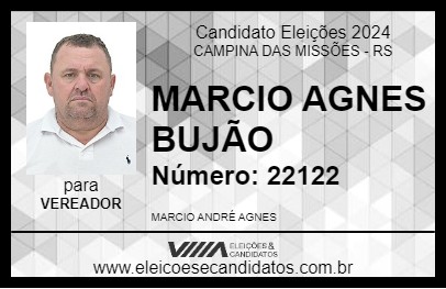 Candidato MARCIO AGNES BUJÃO 2024 - CAMPINA DAS MISSÕES - Eleições