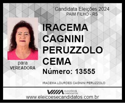 Candidato IRACEMA CAGNINI PERUZZOLO CEMA 2024 - PAIM FILHO - Eleições