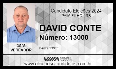 Candidato DAVID CONTE 2024 - PAIM FILHO - Eleições