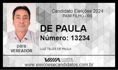 Candidato DE PAULA 2024 - PAIM FILHO - Eleições