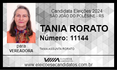 Candidato TANIA  RORATO 2024 - SÃO JOÃO DO POLÊSINE - Eleições