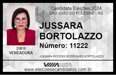 Candidato JUSSARA BORTOLAZZO 2024 - SÃO JOÃO DO POLÊSINE - Eleições