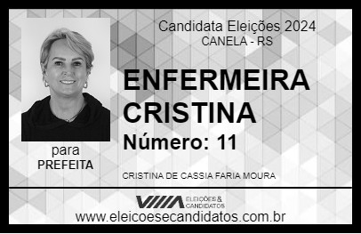 Candidato ENFERMEIRA CRISTINA 2024 - CANELA - Eleições