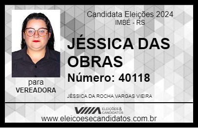 Candidato JÉSSICA DAS OBRAS 2024 - IMBÉ - Eleições