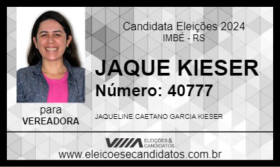 Candidato JAQUE KIESER 2024 - IMBÉ - Eleições