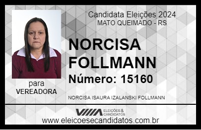 Candidato NORCISA FOLLMANN 2024 - MATO QUEIMADO - Eleições