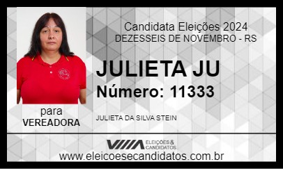 Candidato JULIETA JU 2024 - DEZESSEIS DE NOVEMBRO - Eleições