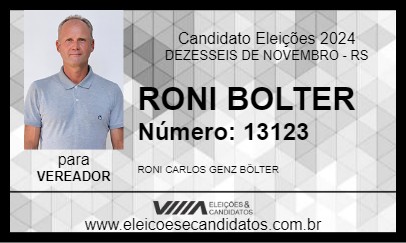 Candidato RONI BOLTER 2024 - DEZESSEIS DE NOVEMBRO - Eleições