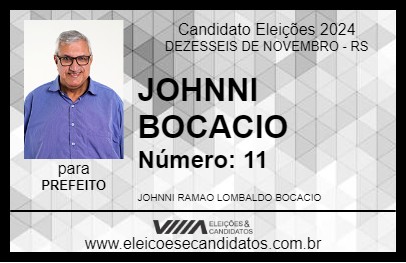 Candidato JOHNNI BOCACIO 2024 - DEZESSEIS DE NOVEMBRO - Eleições