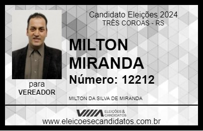 Candidato MILTON MIRANDA 2024 - TRÊS COROAS - Eleições